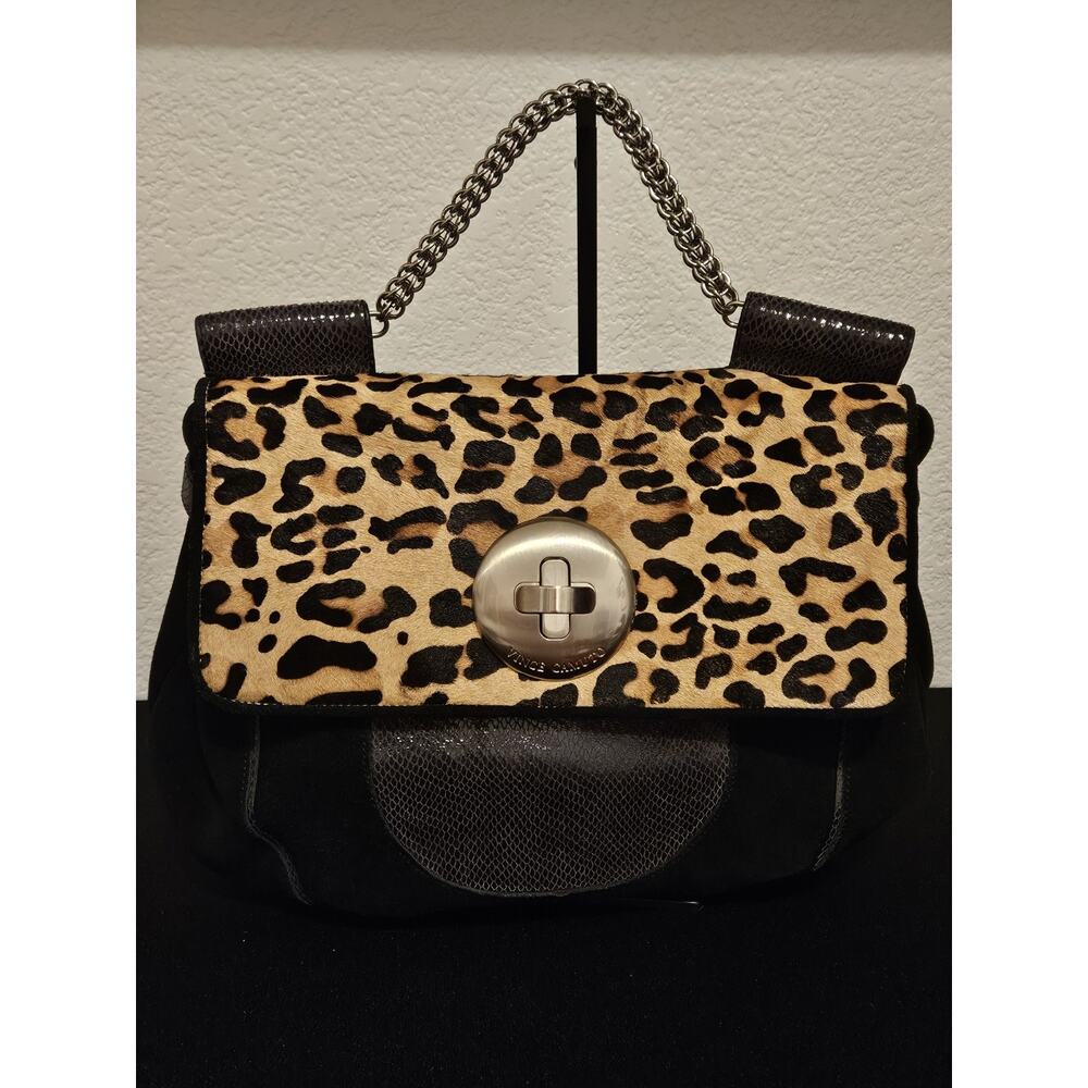 Vince Camuto Leather Animal Print Metal Handle Handbag 16x11x3 EUC - Picture 2 of 16